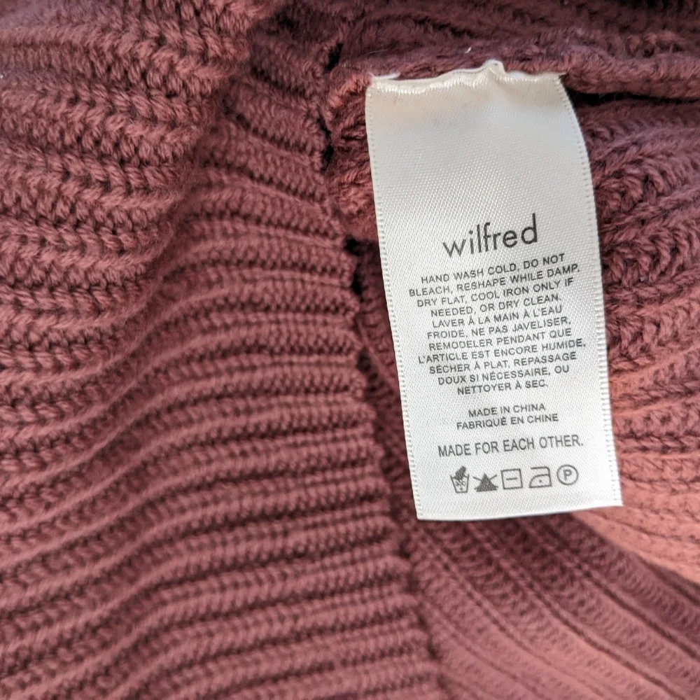 Aritzia Wilfred Montpelier Merino Wool Turtleneck Sweater mauve XS - Picture 5 of 8